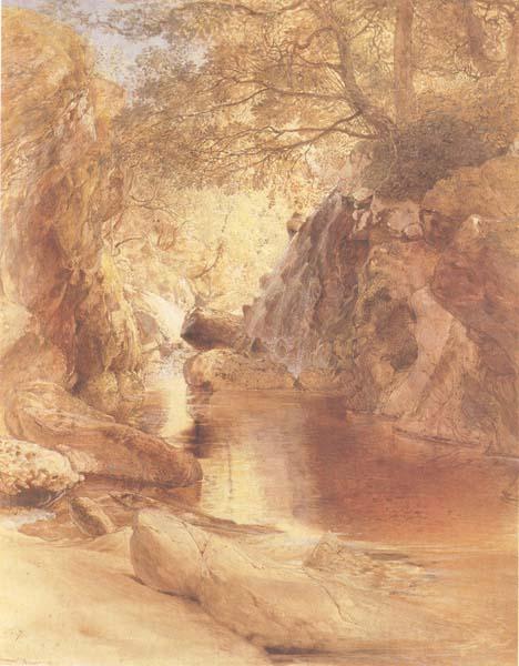 Samuel Palmer A Cascade in Shadow,Drawn on the Spot,near the Function of the Machno and Conway,North Wales Sweden oil painting art
